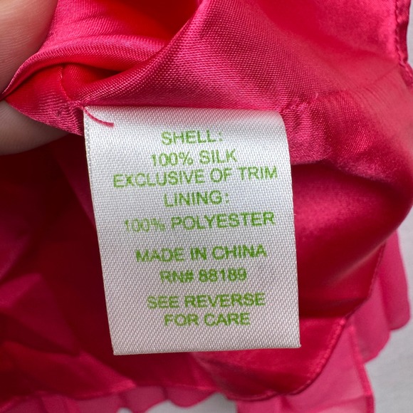 Lilly Pulitzer Pink Pleated‎ Skirt Gold Lace Trim Sweetheart Strapless Dressy 10 - Picture 7 of 7